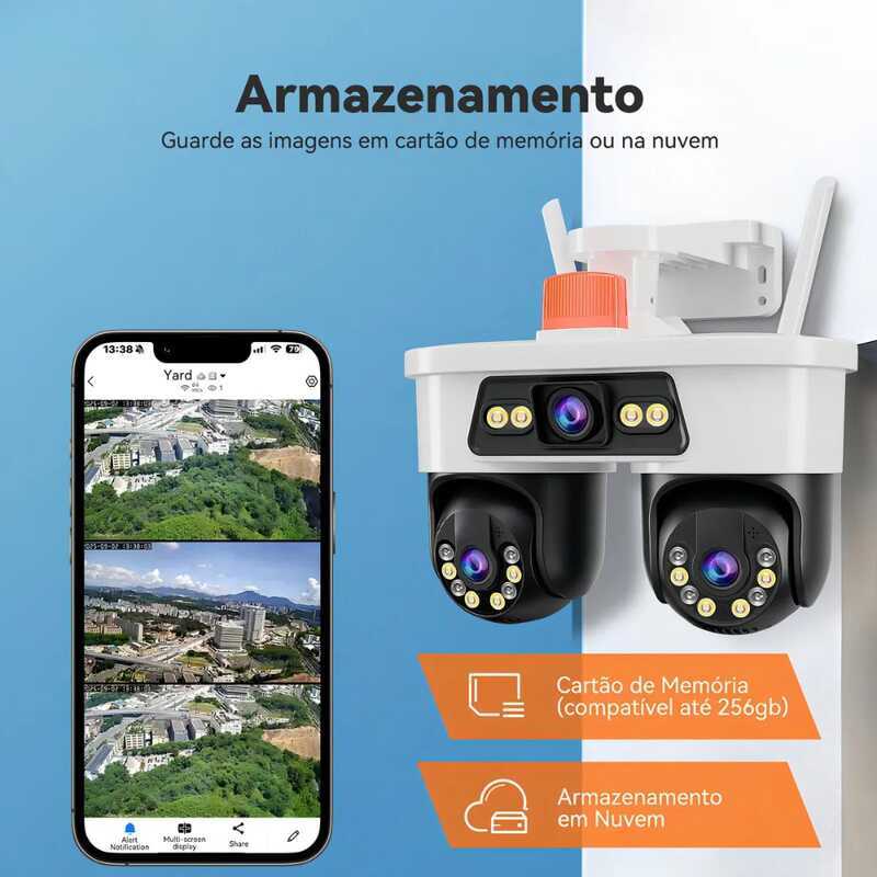 Dupla 355° Com 1 Câmera Fixa, Wifi 2.4g, Visão Noturna Infravermelha, Modo De Alarme Inteligente, Ip66 em Oferta na Shopee