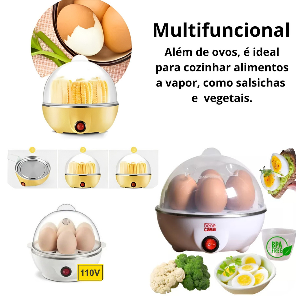 Achadinho Top Cozinha Cozedor de Ovos Elétrico Multifuncional - Egg Cooker 110V - (Cores Sortidas)