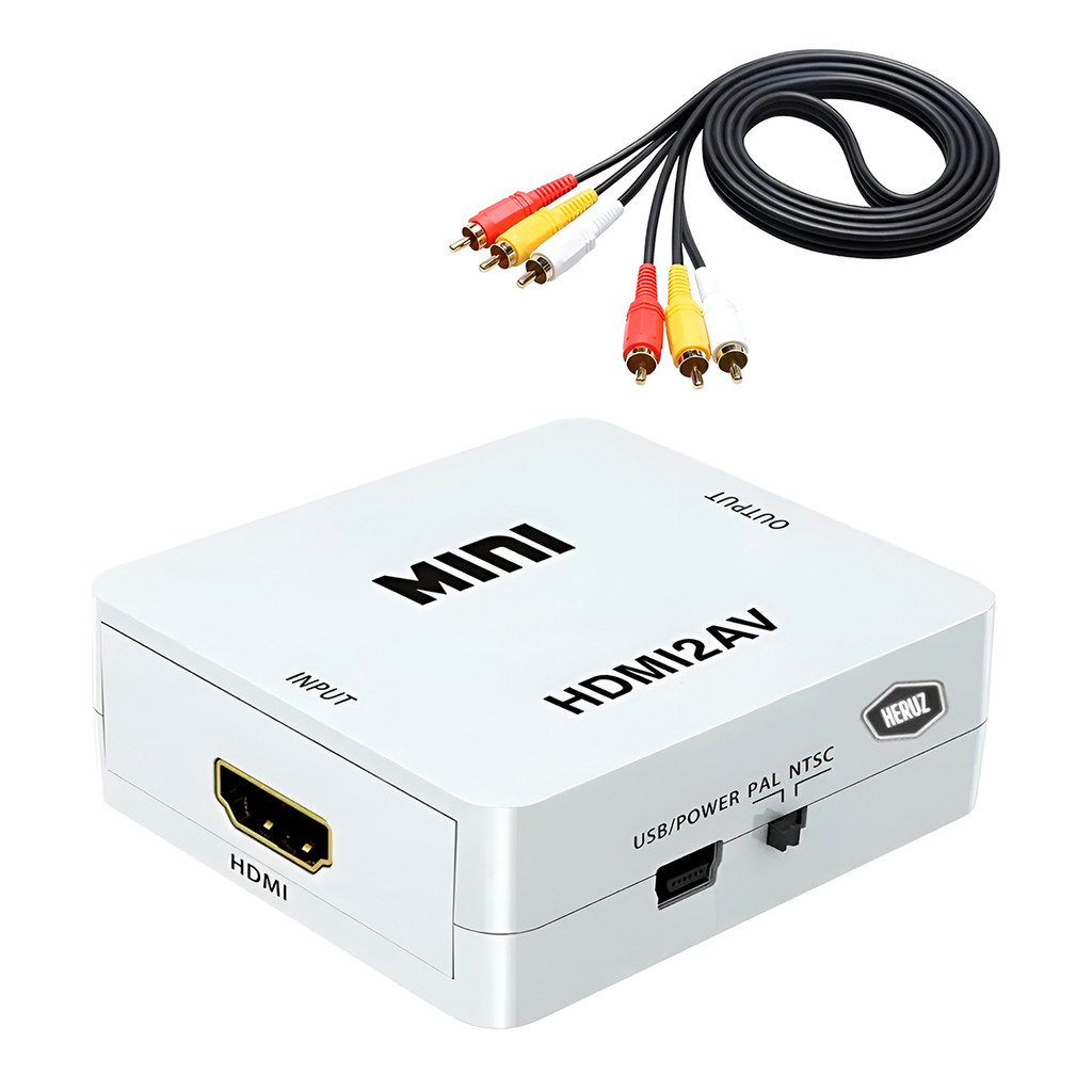 JS Mini Adaptador Conversor Conector HDMI para AV RCA