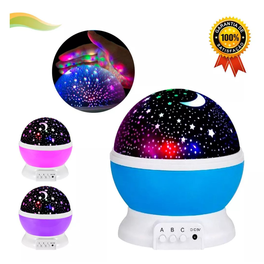 Imagem Luminária Projetor Estrela Globo 360º - Luz Noturna Decorativa Infantil Quarto Relaxante