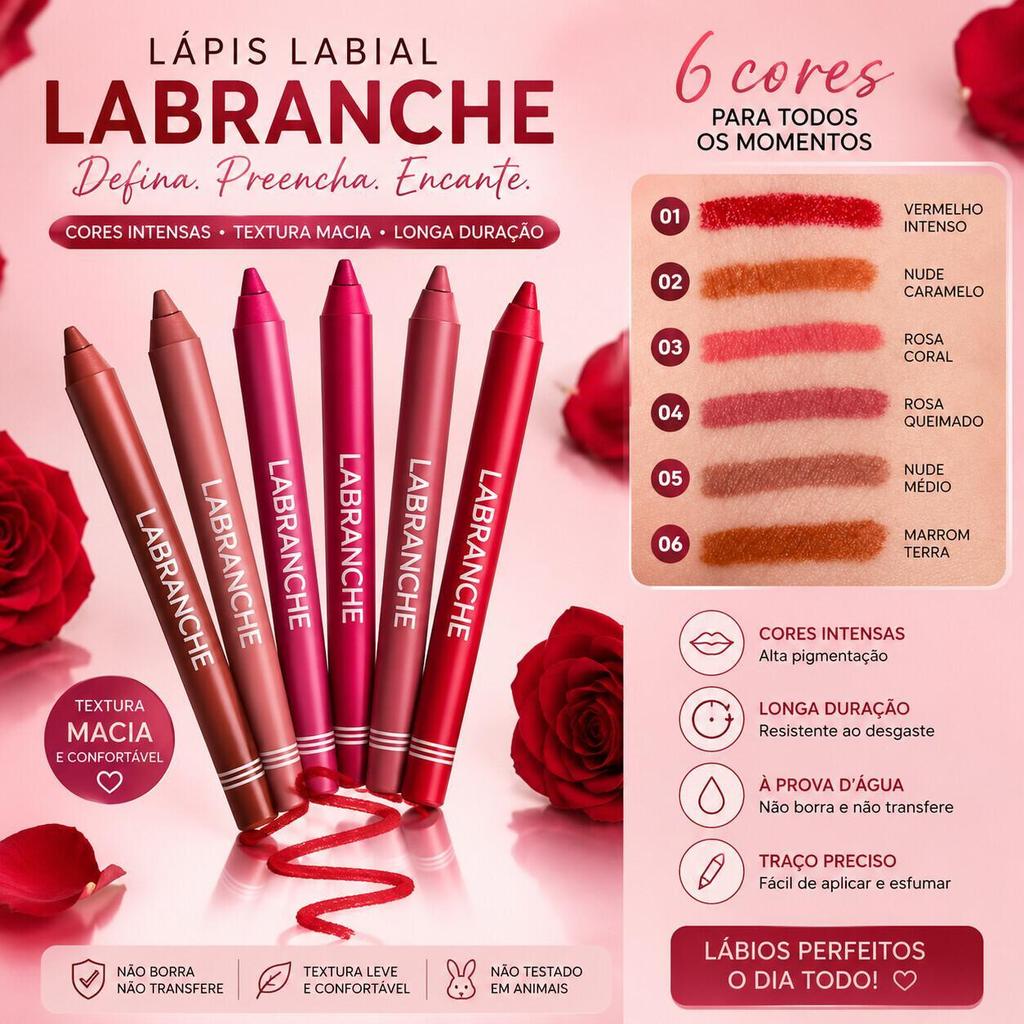 Lápis Delineador Labial Labranche Desliza Fácil Acabamento Uniforme Longa Fixação LA2181
