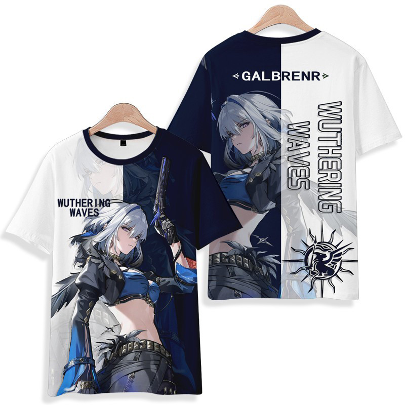 2026 Novos Jogos Wuthering Ondas Galbrenr Cosplay Camisetas 3D Iuno Impressão Crianças Anime Dos Desenhos Animados Verão