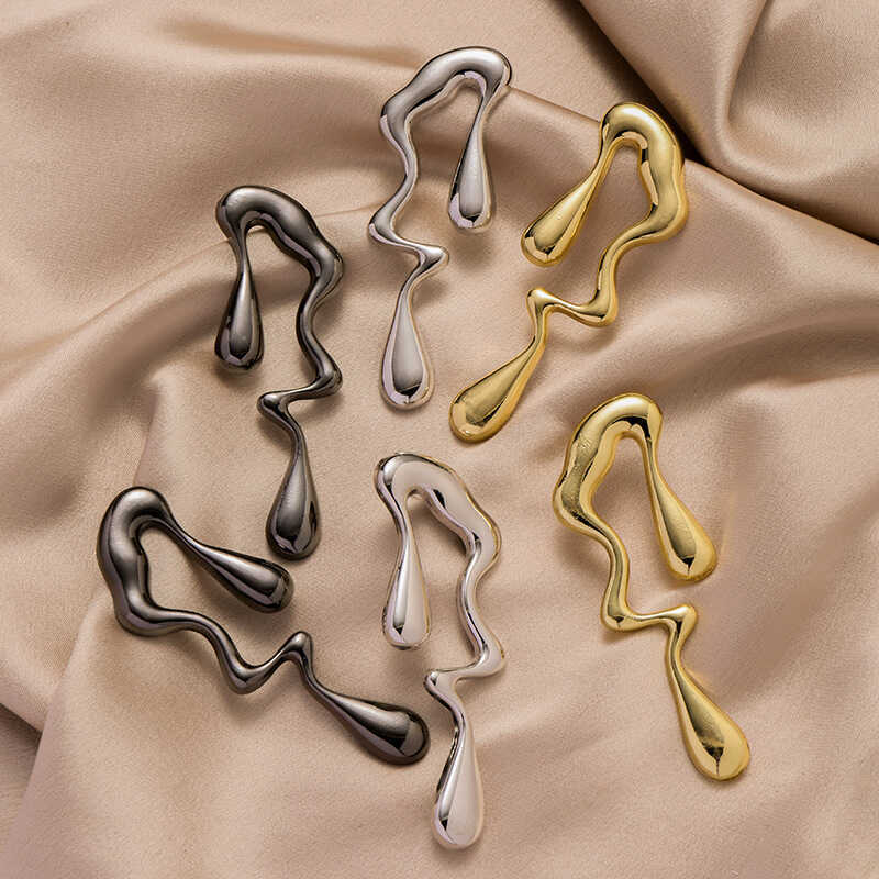 Acessórios moda luz luxo Irregular brincos feminino único na moda geométrico oco gota de água brincos