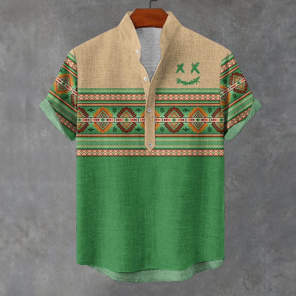 Camisa Barong Masculina Para Roupas Masculinas Estilo Étnico Vintage ASEAN Topos Étnica Oversized Retro Padrão Ao Ar Liv