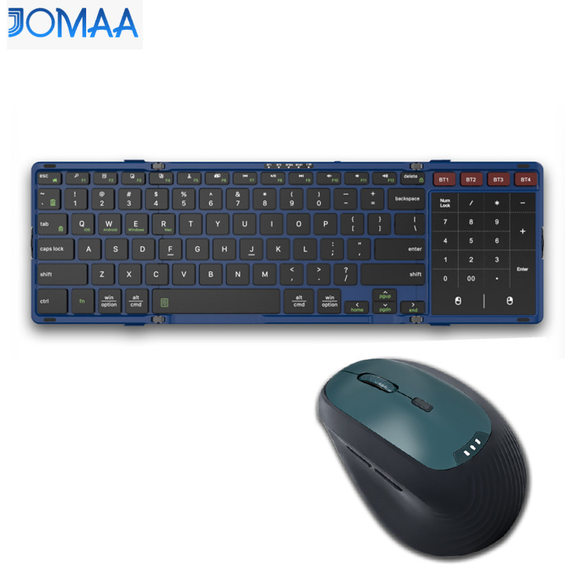 JOMAA Teclado Bluetooth Dobrável Com Touchpad Sem Fio Portátil Recarregável Para Tablet E Telefone