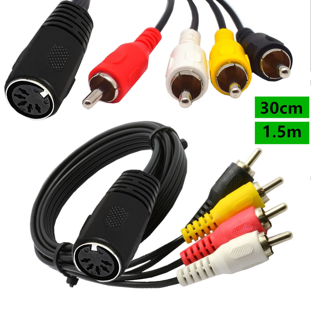 Cabo adaptador de equipamento de áudio à moda antiga, 5 núcleos DIN fêmea para 4rca macho lotus Jack áudio 5 pinos