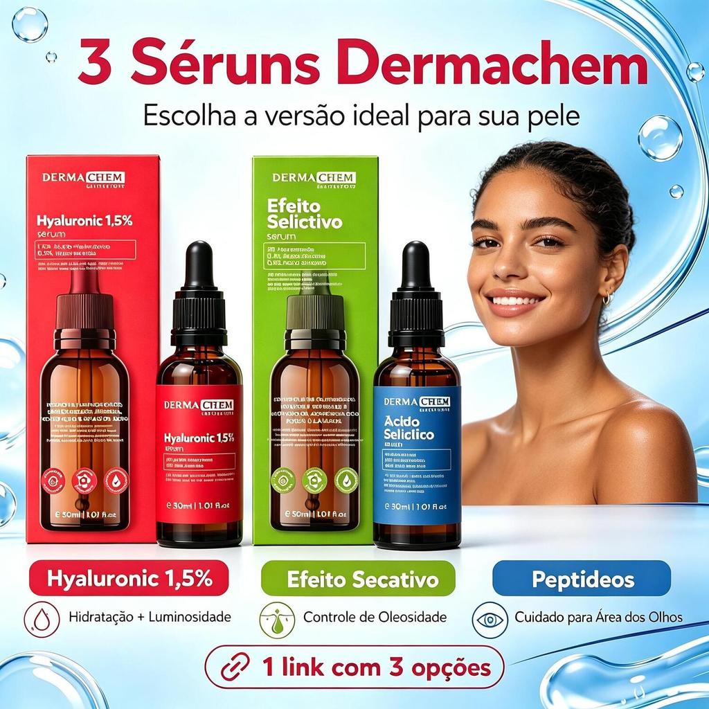 Sérum Peptídeos Dermachem 30ml Efeito Lifting Reduz Olheiras Linhas Finas e Rugas Rejuvenescedor Facial