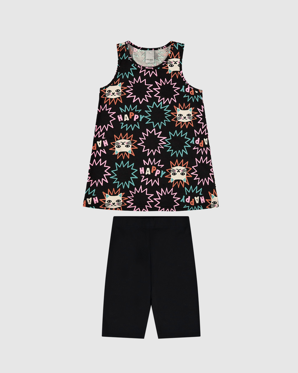 Conjunto Menina Regata Estampada E Bermuda Em Algodão Malwee