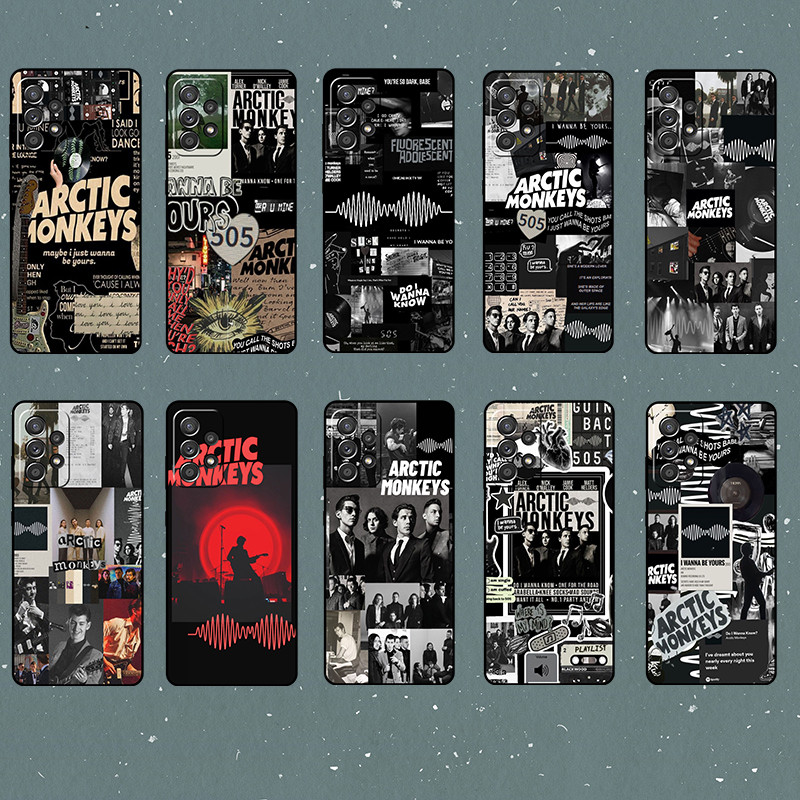 Para Samsung A50 A50S A52 A52S A53 A54 A55 A70 A71 A72 Macacos Árticos Macio Preto TPU Caso De Telefone