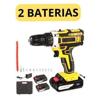 Parafusadeira Sem Fio 2 Baterias 36V + Jogo de Maleta Bivolt