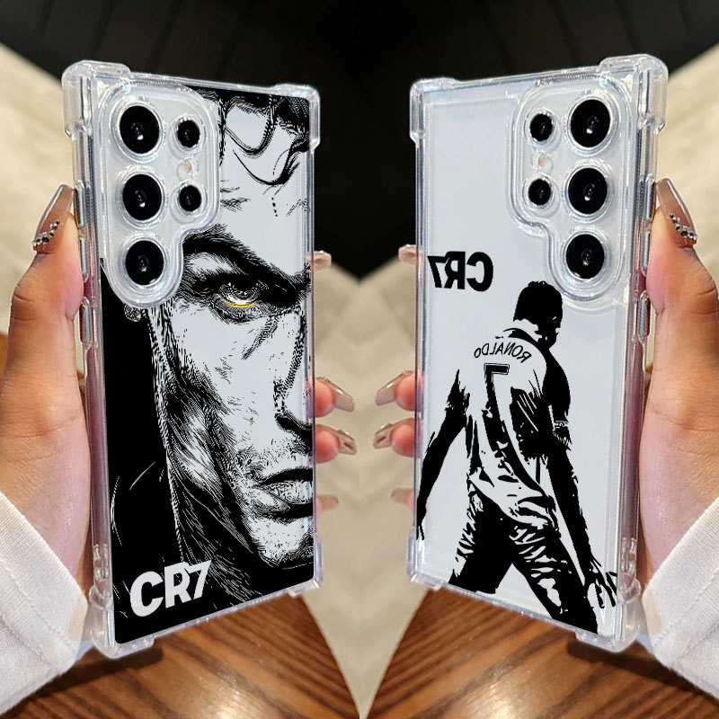 Capa Estrela De Futebol CR7 Para Samsung S26 S25 Ultra S24 FE S23 Plus S20 S25 S22 S21 S25EDGE A57 A37 Transparente Celu