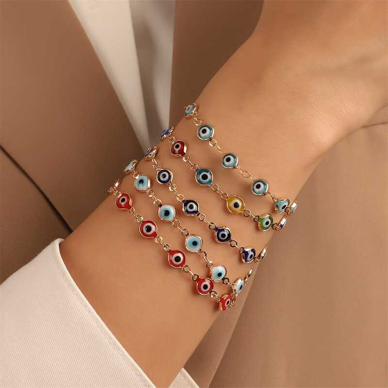 Acessórios moda na moda olho do diabo pulseira Retro simples óleo gotejamento olhos pulseira jóias