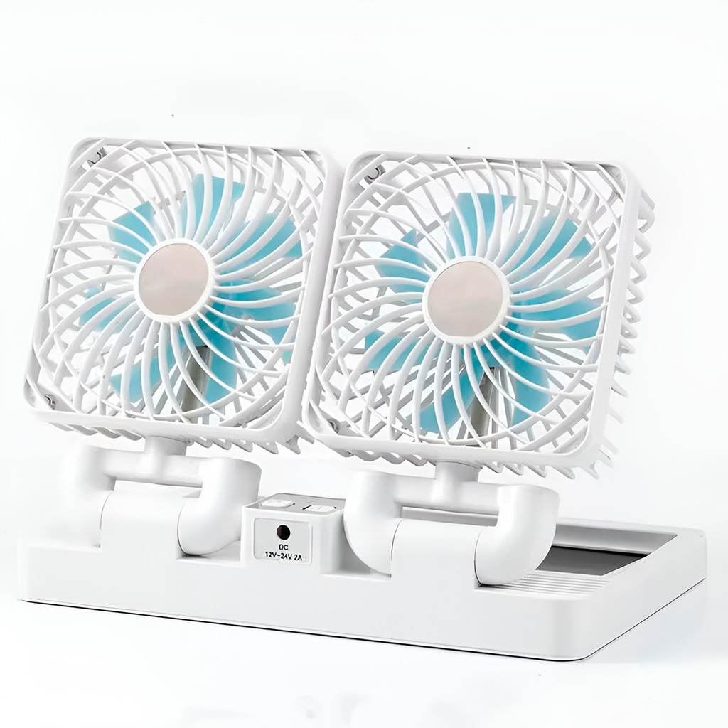 ShopMix Mini Ventilador Portátil Duplo Dobrável Com Painel Solar