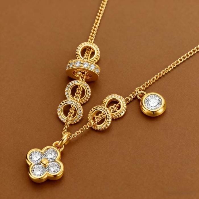 20 colar estilo Medieval Passepartout correndo anel flor colar luz luxo High-End clavícula corrente Retro elegante