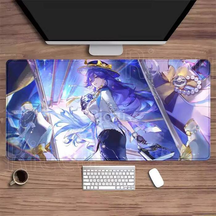 Mouse Pad Lucilla Wuthering Ondas PC Computador Borracha anime Kawaii Menina Acessórios De Escritório Teclado XXL Jogos