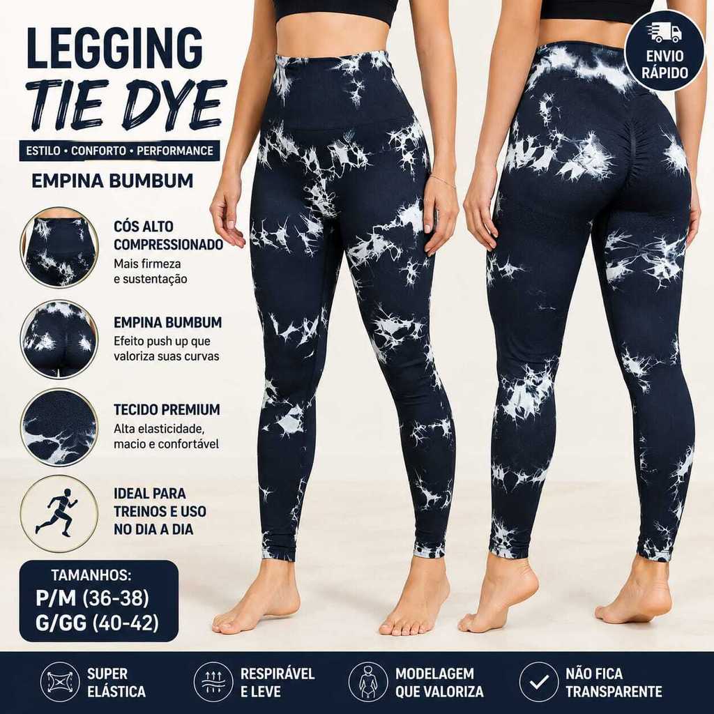Calça Legging Feminina Marmorizada Cintura Alta Academia Fitness Não Transparente B11