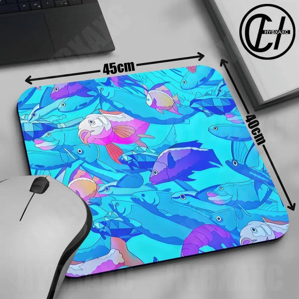 Hybxacc Mouse Pad Bonito Peixe Tapete De Mesa Artesanal Azul Decoração Mousepad 45x40 Acessórios Computador