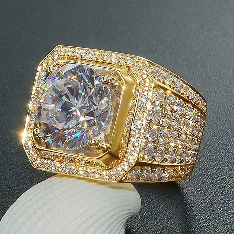 Anel de moda novo estilo dominador anel de diamante masculino cheio de diamante Micro-conjunto anel