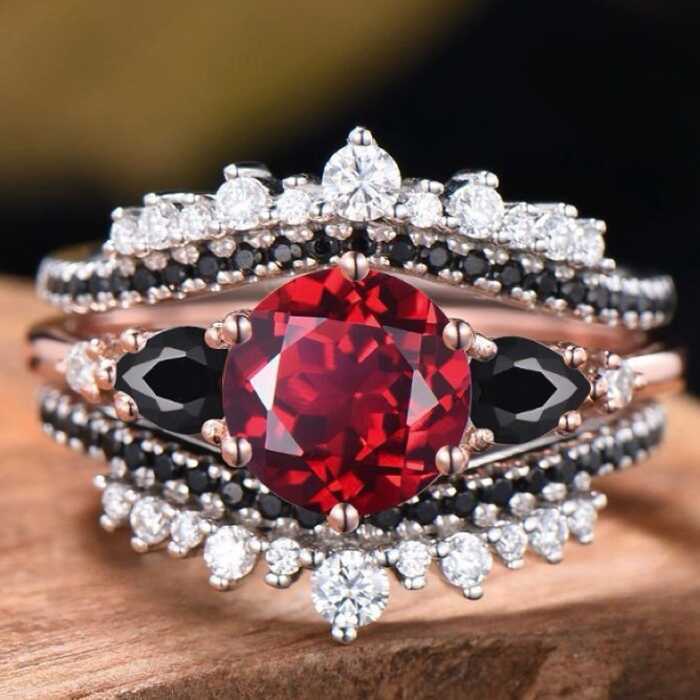 Lindo anel de luxo cheio de diamante novo estilo par anel criativo rubi senhoras anel principal par anel de duas cores p
