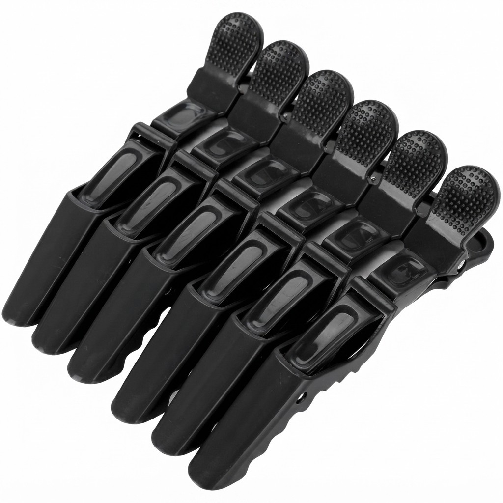 Conjunto 6 Presilhas Prendedores Crocodilo Cabelo Cor:Preto