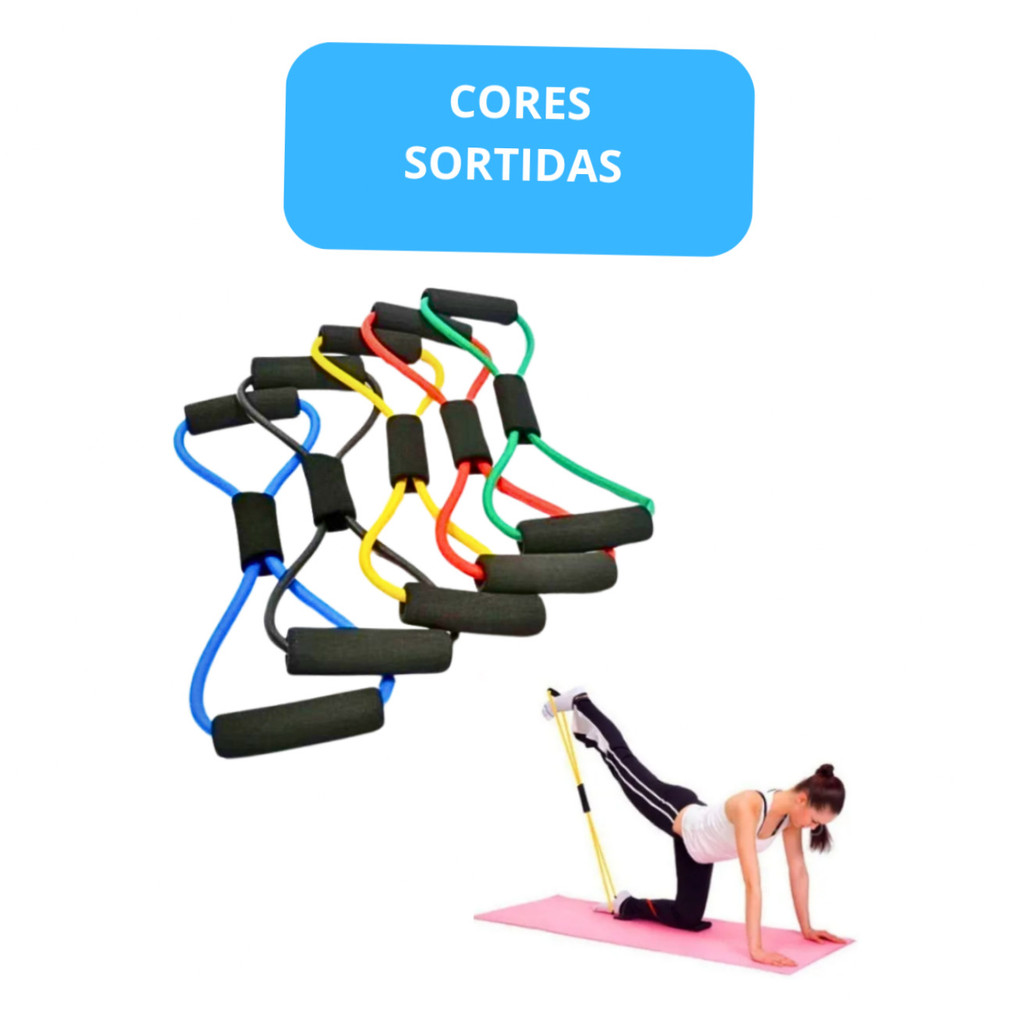 Elástico de Resistência para Treino Musculação Funcional Pilates Fisioterapia Extensor Fitness com Pegadores