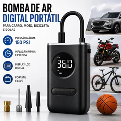 Compressor de Ar Portátil Digital MCH2505 Bomba para Pneus Carro Moto Bicicleta Bolas e Infláveis