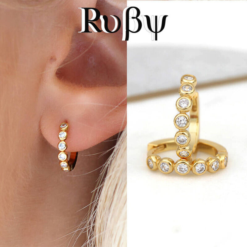 Ruby * Europeu Americano Moda Acessórios de Moda Micro-Incrustado Brincos de Argola da Moda Doce All-Match Brincos Elega