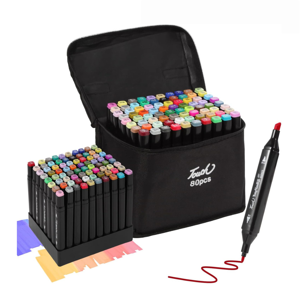 Maleta De Canetinhas Coloridas 80 Cores Duas Pontas Hidrográfica Touch Sweet 80 / K54