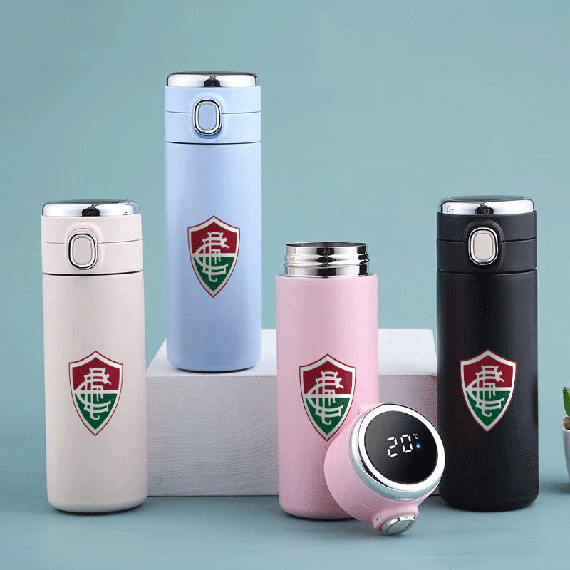 Garrafa Copo Térmica Aço Inoxidável 500ml Com Emblema De Clube De Futebol Display De Temperatura , Uso Diário Portátil