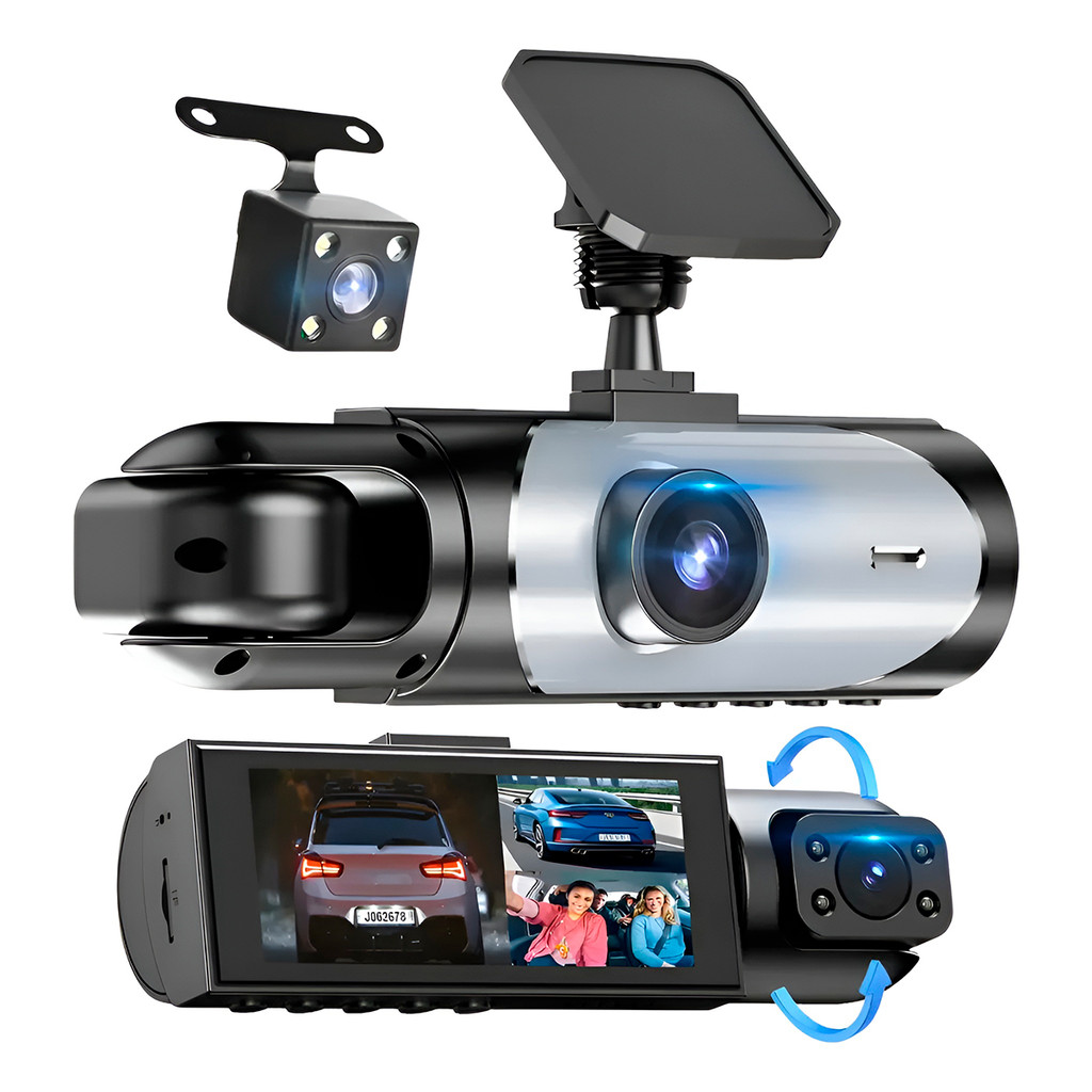 Câmera Automotiva Monitoramento Gravador Preto Monitor