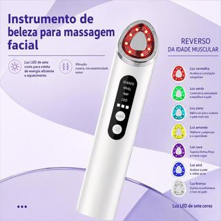 Massageador Facial Multifuncional com LED 7 Cores e 3 Níveis de Aquecimento