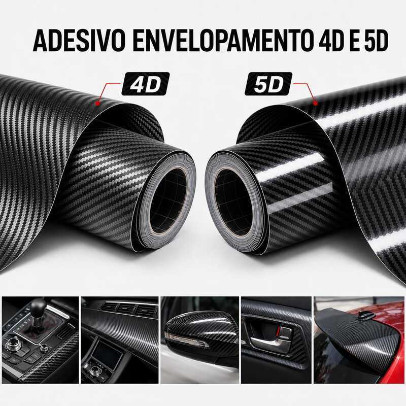 LP94 - Adesivo Envelopamento Automotivo Fibra de Carbono 4D e 5D Preto