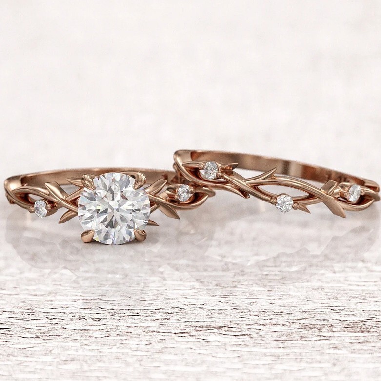 RUBY 2026 Novo Estilo Nicho Forro Galho Zircão Anel Proposta Anel de Diamante Mulheres Rosa Ouro Simulação Diamante Anel