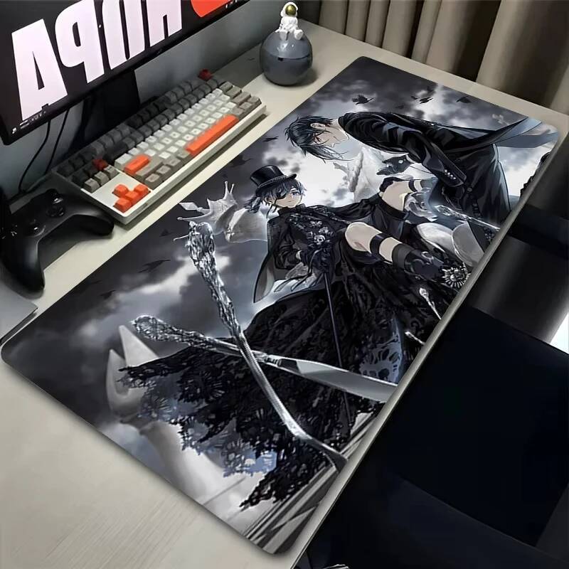 Preto Mordomo Mouse Pad Jogador De Jogo Acessórios Do Computador Almofada De Mesa Teclado Portátil Grande Antiderrapante