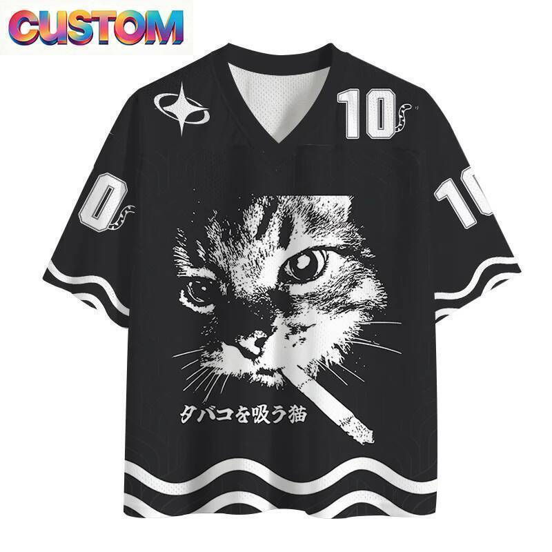 Verão Venda Quente Estilo Japonês Arte Tendência Com Decote Em V Malha Camisa De Futebol Lazer Masculino Esportes Ao Ar