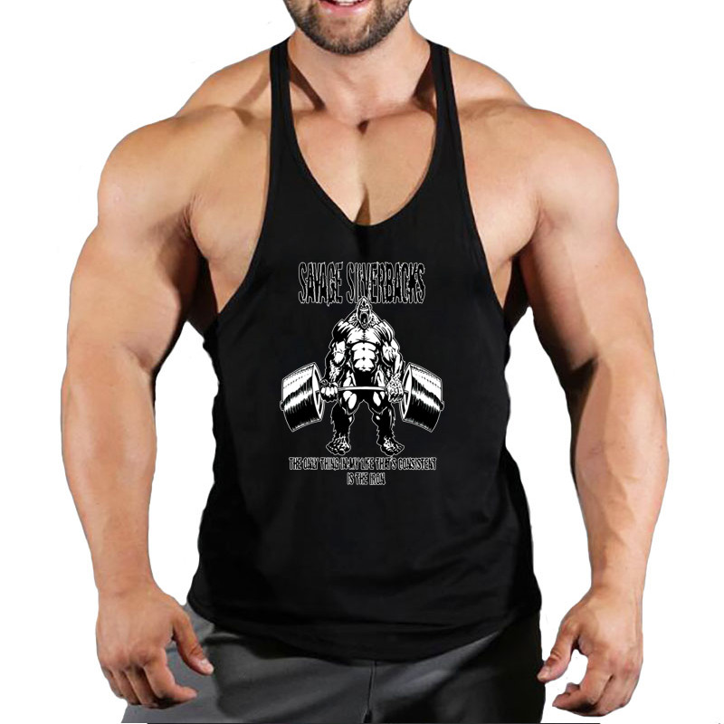 Verão Muscular Masculino fitness Solto Algodão Sem Mangas Legal Padrão De Impressão Esportes E Lazer Confortável Corrend