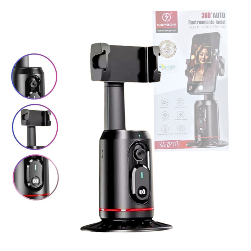 Suporte Celular com Rastreamento Facial 360º Selfie Stick Tripod