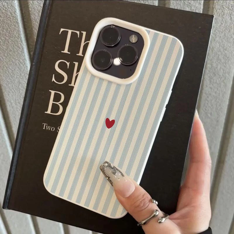 Corações Listrados TPU phone case for iPhone18, 17, 16, 15, 14, 13, 12, 11 PRO MAX AIR PLUS, large camera hole