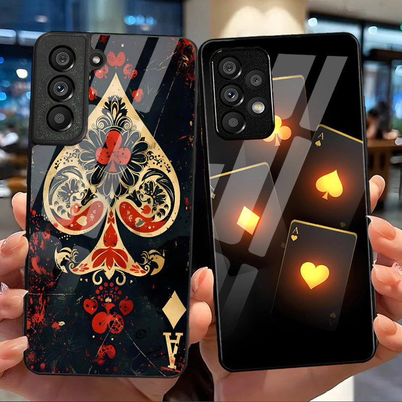 poker ace 01 Capa De Telefone De Vidro Para Samsung Galaxy S20 FE S20 Plus S21 S22 S23 S23 S24 S25 S26 Ultra