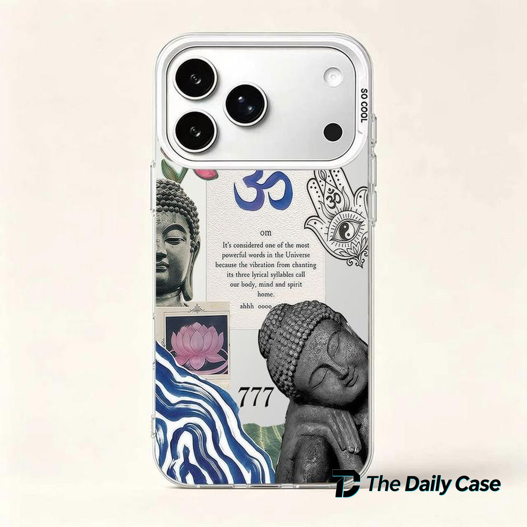Capinha Buda Om 777 Estética Espiritual Ins, Resistente Anti‑queda para iPhone XR 11 12 13 14 15 16 17 Pro Max Plus