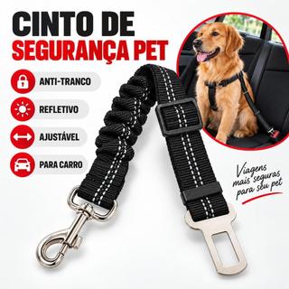 Cinto de Segurança Pet para Cachorro e Gato, Guia Elástica Anti-Tranco Refletiva Ajustável para Carro e Viagem