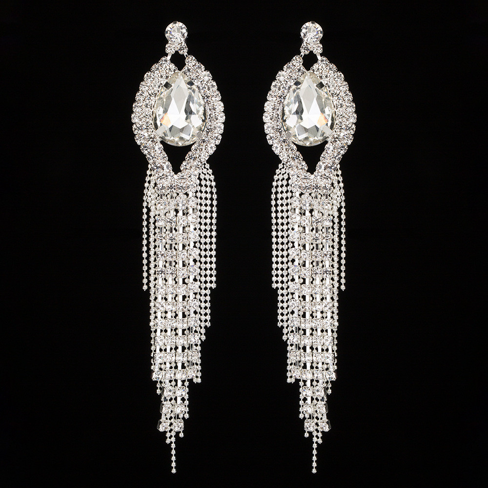 R RUBY * Brincos de borla longa exclusivos, brincos de diamante brilhantes, brincos elegantes da moda europeia e america
