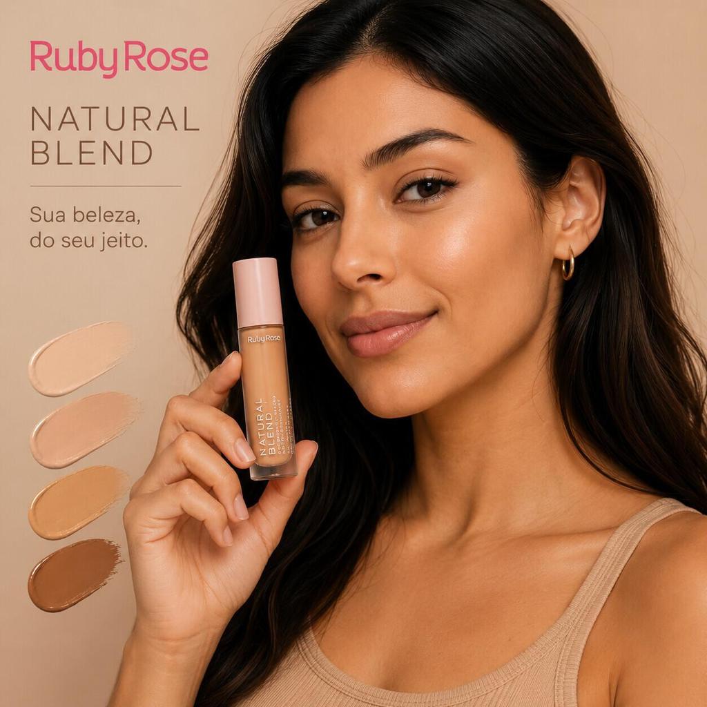 Corretivo Facial Líquido Ruby Rose HB-M600 - Textura Fluida e Cobertura Leve para Pele Uniforme