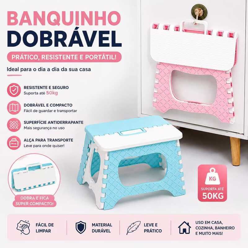 Banqueta Banquinho Dobrável De Plástico Resistente Para Viagem