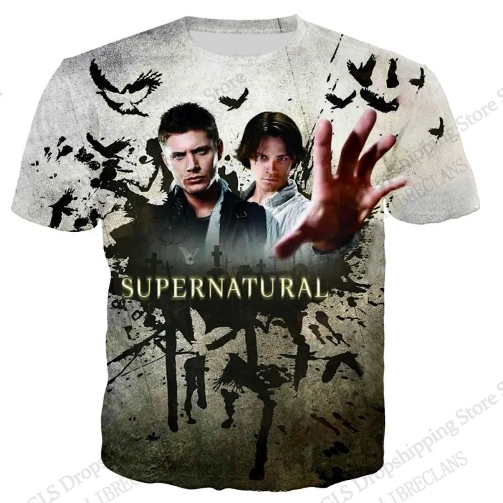 TV Sobrenatural Impressão 3d Camiseta Masculina Moda Respirável Manga Curta Topos T Streetwear Masculino Oversized Y2k