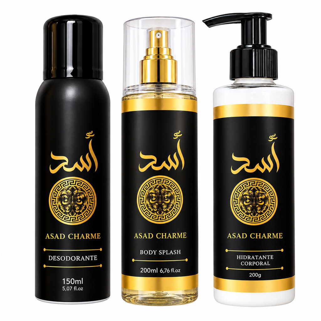 Kit Asad Charme Masculino Desodorante + Body Splash + Hidrat