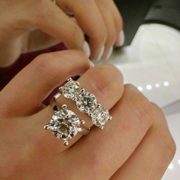 Viviane europeu americano anéis clássico zircão senhoras anel combinação par anel de casamento anel de diamante r5515