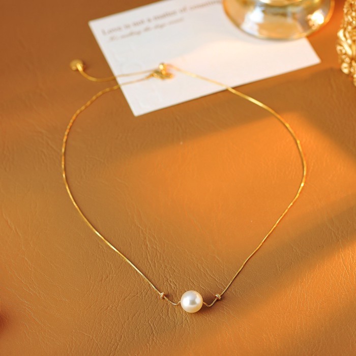 20 colar banhado a ouro Real única pérola nicho luz luxo High-End clavícula colar All-Match elegante colar