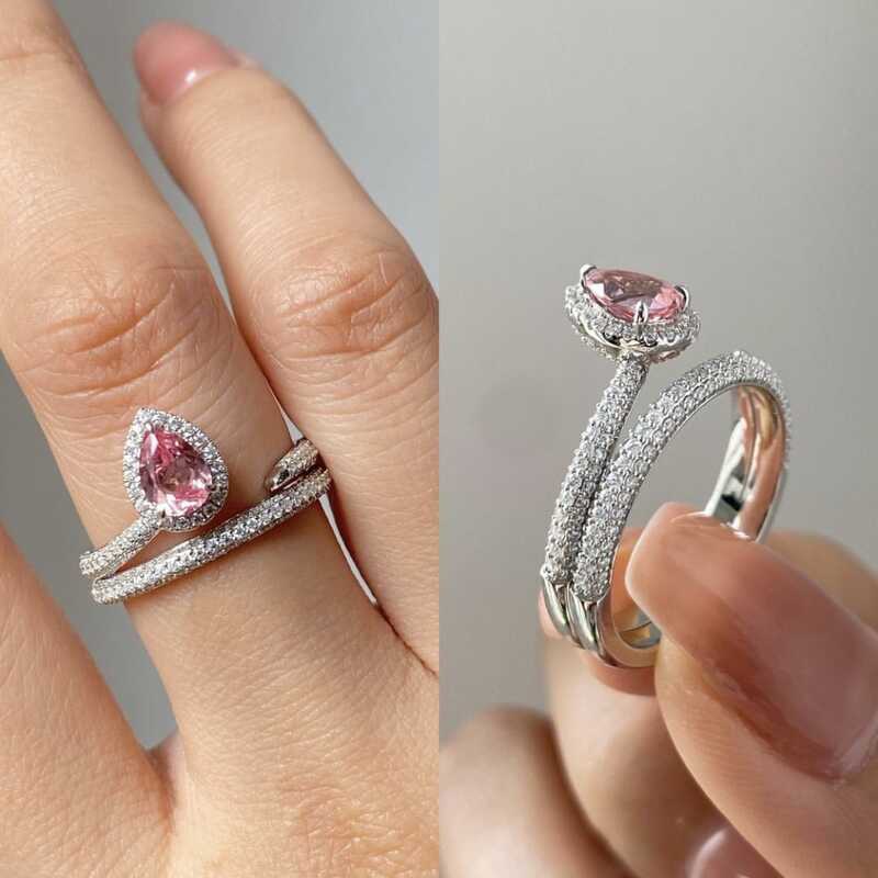 Lindo anel novo estilo anel feminino moda rosa braço anel de diamante único anel jóias presente