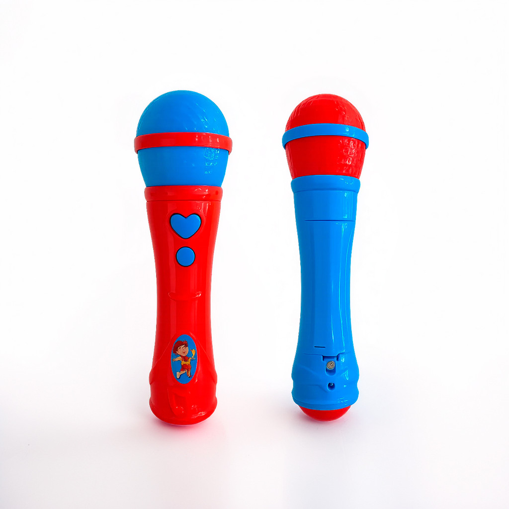 JS Microfone Infantil Musical Azul – Brinquedo de Karaokê para Crianças com Som
